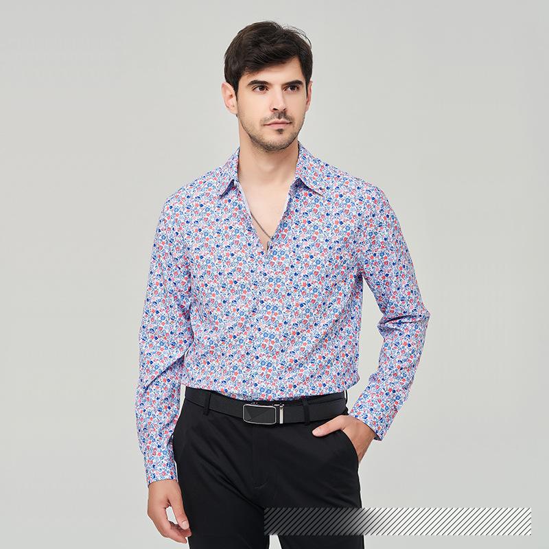 Мужские удобные свободные рубашки с принтом, рубашка на пуговицах с длинными рукавами, повседневная пляжная праздничная рубашка для мужчин, легкие винтажные дышащие мягкие рубашки с лацканами