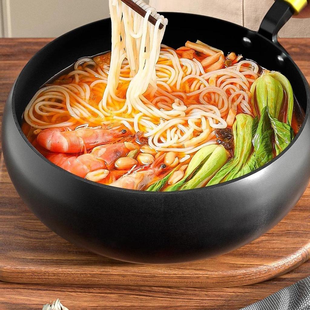 Чугунная сковорода с деревянной крышкой, сковорода для кипячения, индукционная плита, сковорода для жарки, китайский вок для кухни, отеля, дома, кемпинга