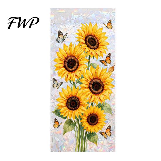 Dreamy Atmosphere Window Film Stained Glass Rainbow Flowers Decorative Decals Transparent But Not See-through Decal Sun Blocking Removable Static