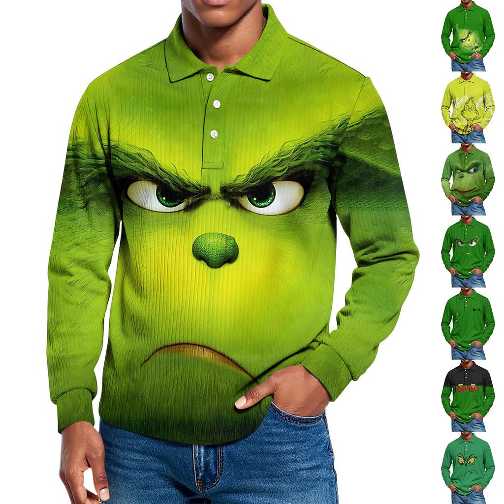 Men's Casual Style Solid Color Loose Shirt Long-sleeved Top