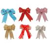 Frosted Shiny Wired Tied DIY Christmas Bow Xmas Tree Ribbon Bowknot Pendant Gift Box Decor Party Supplies