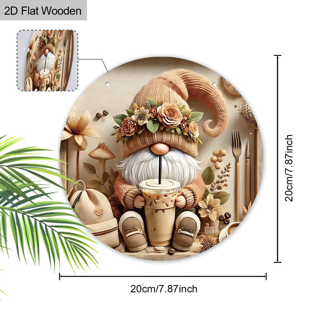 2D Plane Hanging Decorative Signs, Interior Wall or Door Decoration, the Pattern Is Dwarf and Milk Tea, Interesting Gifts for Family and Friends