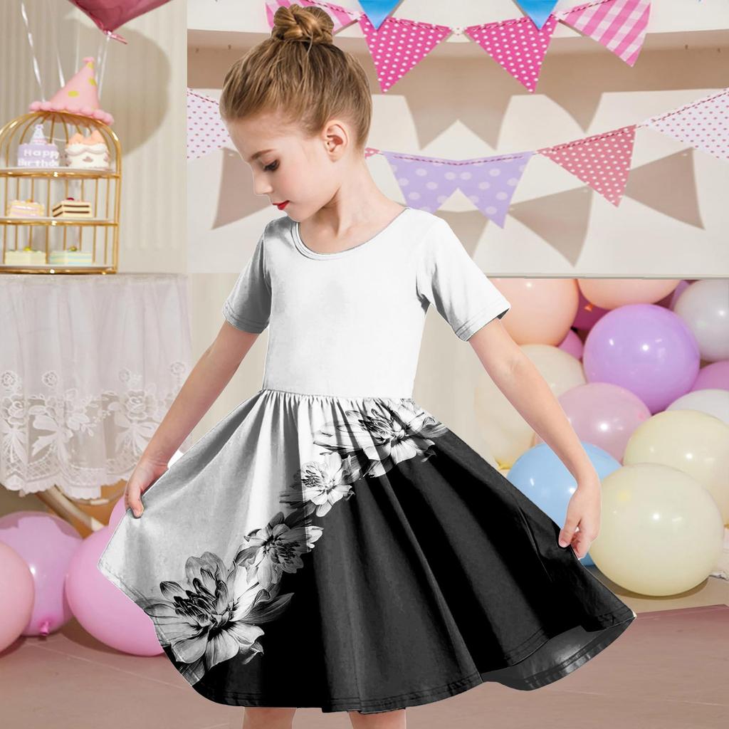 Летнее платье для девочек, платье для малышей, однотонное повседневное платье-футболка с коротким рукавом А-силуэта