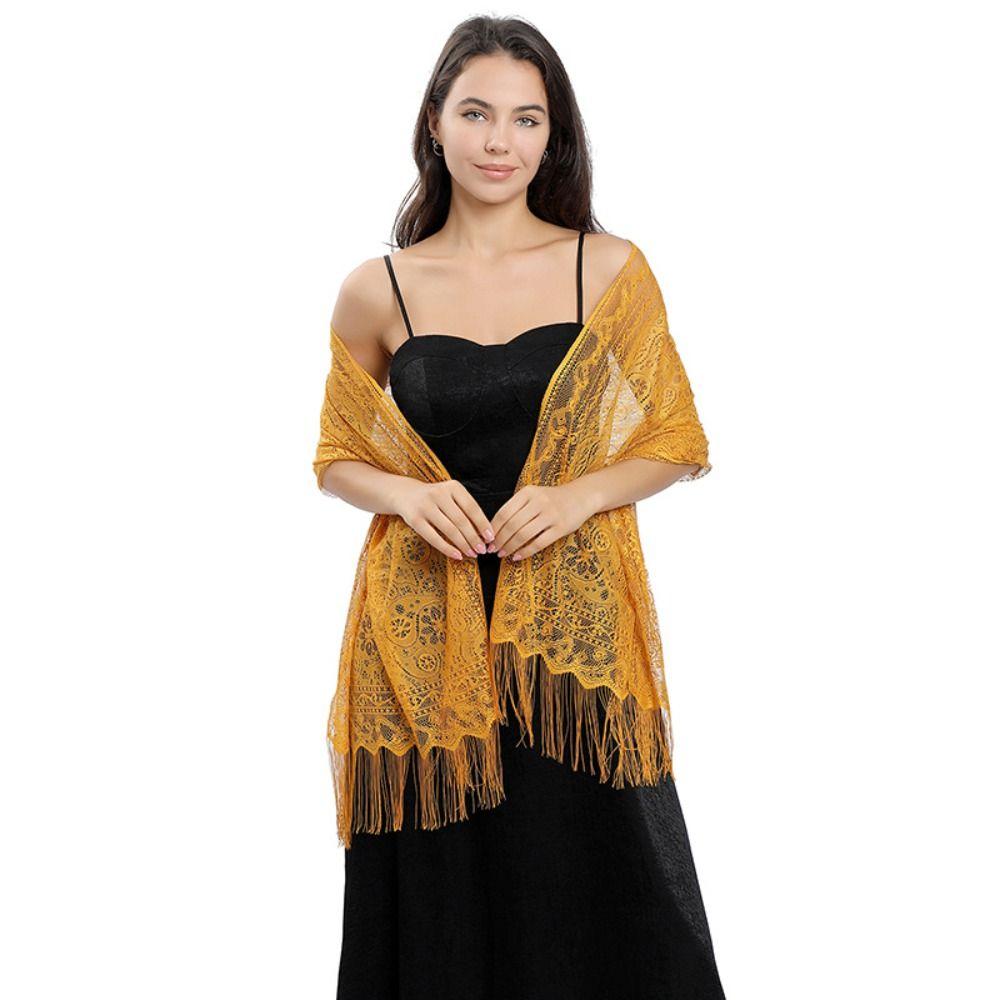 Wedding Shawl Tassel Scarves Cashew Floral Mesh Fringe Wraps  for Wedding Evening Party Dresses