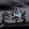 Модные Парные Кольца Sanjie Gun Black & Sea Blue Diamond для Помолвки - Женские Украшения в Европейском и Американском Стиле