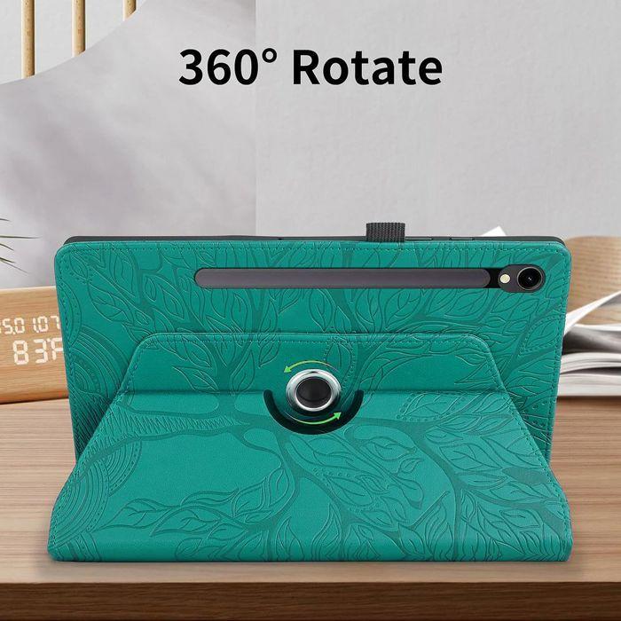 Coque + Verre Trempé pour Samsung Galaxy Tab S9 / S9 FE / S10 FE / S10 Lite, Rotatif Cuir PU Vert