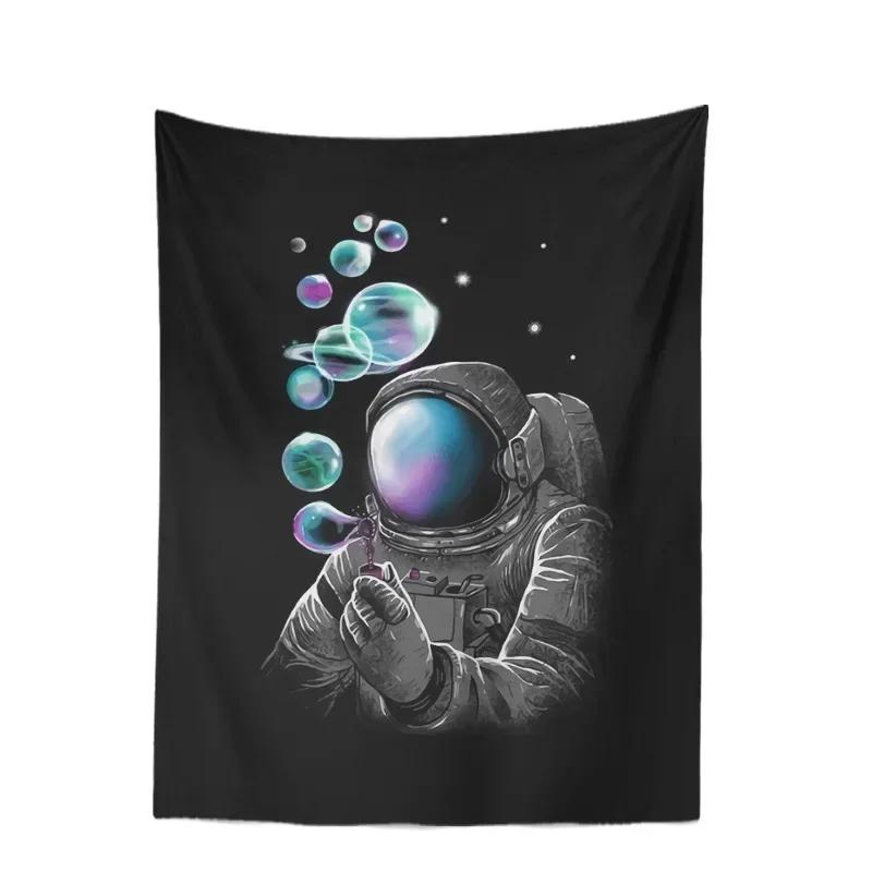 Space Skateboarding Astronaut Tapestry  Unique Cosmic Design Perfect for Bedroom Decor Large Wall Hanging Artwork