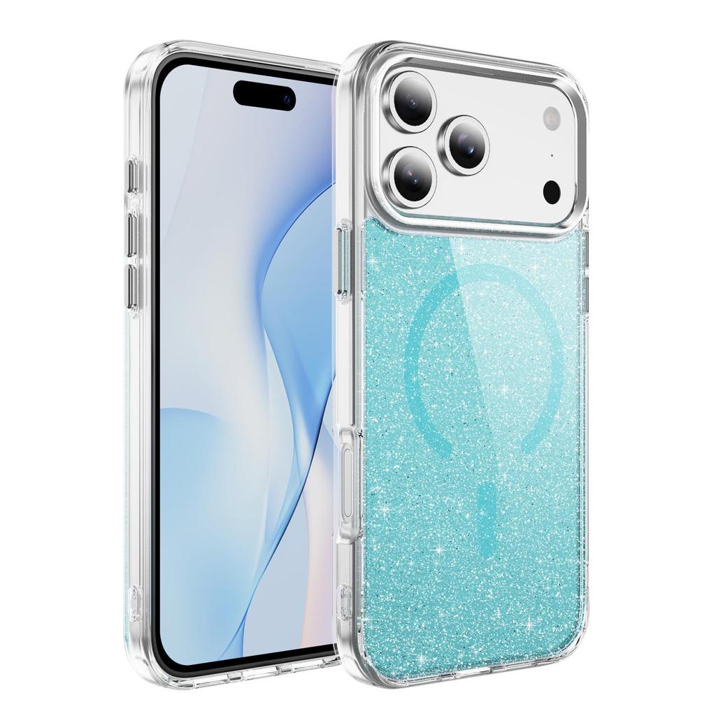 Магнитный защитный чехол с блестками для iPhone 17 Pro Max с кнопками из алюминиевого сплава