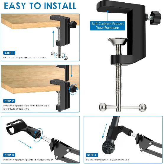 Microphone Stand Kit for Blue Yeti Adjustable Suspension Scissor Boom Arm for SM7B HyperX QuadCast AM8 A8 A6V K658 K688 K669 Mic