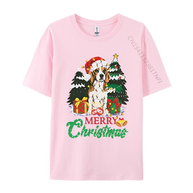 Beagle Christmas Dog Lover Vintage T Shirts Funny Animal Tshirt Print Man Top Vintage Retro Clothing