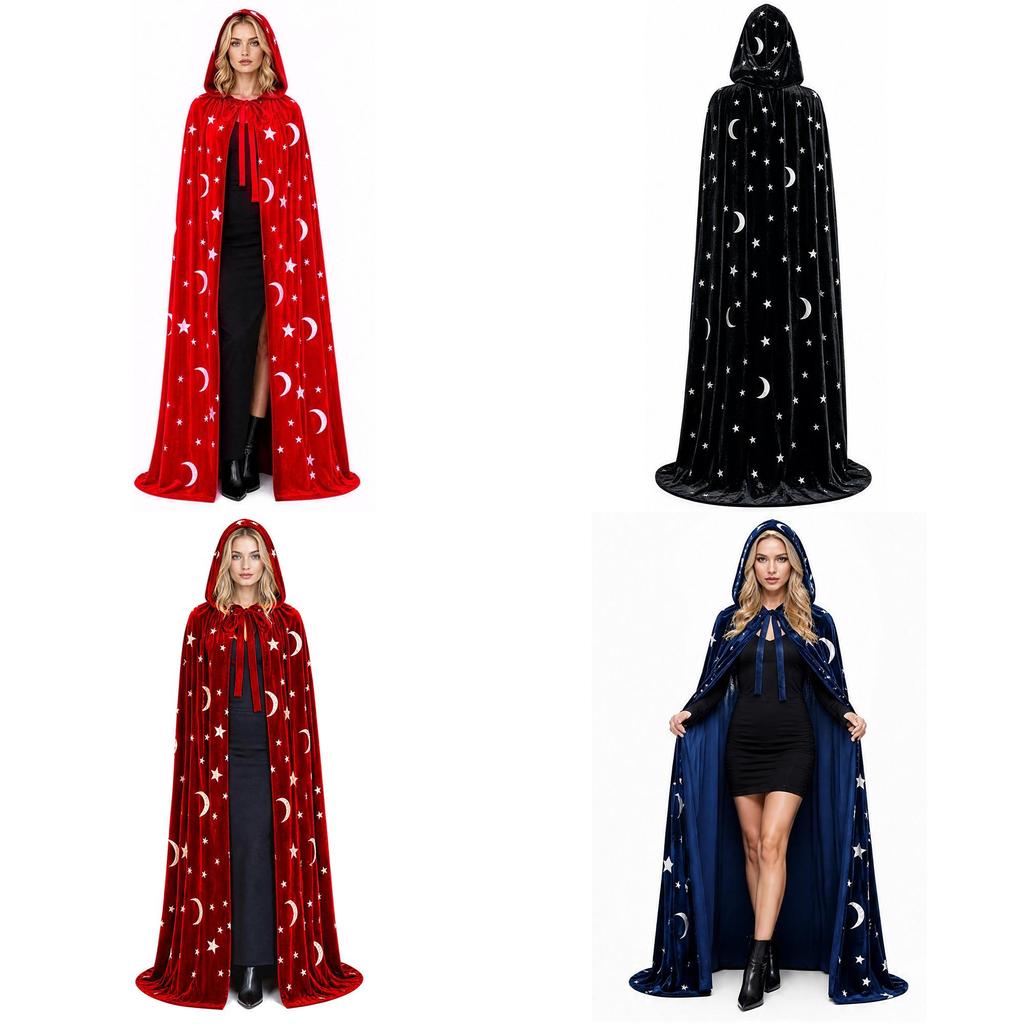 Medieval Star Moon Magician Cape With Vintage Style Polyester Material For Costume Parties