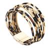 Vintage Metal Tube Leopard Leather Bracelet for Women Men Boho Multilayer Wrap Wide Bracelets & Bangles Charm Jewelry