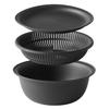 Набор из 3 предметов: Миска-дуршлаг Marna 18 см + Миска, Темный, Marna Basics (Микроволновая печь/Жаростойкий/Штабелируемый) Поднос, Дуршлаг, Набор, Термостойкая миска,