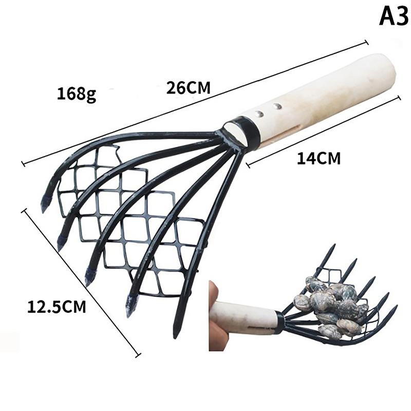 Грабли с сеткой, 5 когтей, деревянная ручка, грабли, инструмент для копания ракушек, инструмент для выкапывания морепродуктов