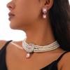 DIEZI ElegantFashion  Imitation Pearl Crystal Rhinestone Choker Necklace Stud Earrings Vintage Jewelry Sets Party Gift Jewelry