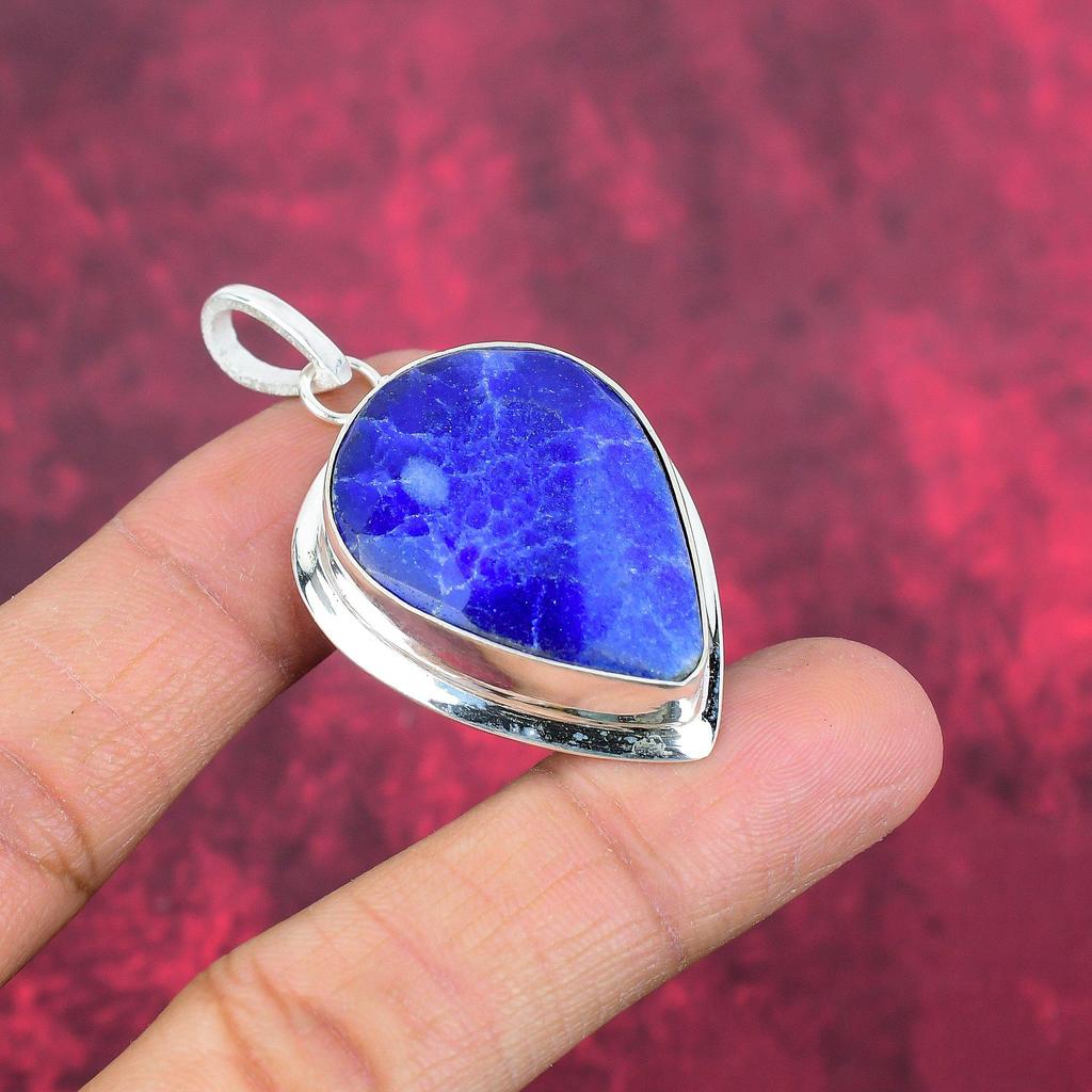 Подвеска с синим сапфиром, подвеска из драгоценного камня ручной работы, подвеска из стерлингового серебра 925 пробы, антикварные ювелирные изделия, для подарка на помолвку