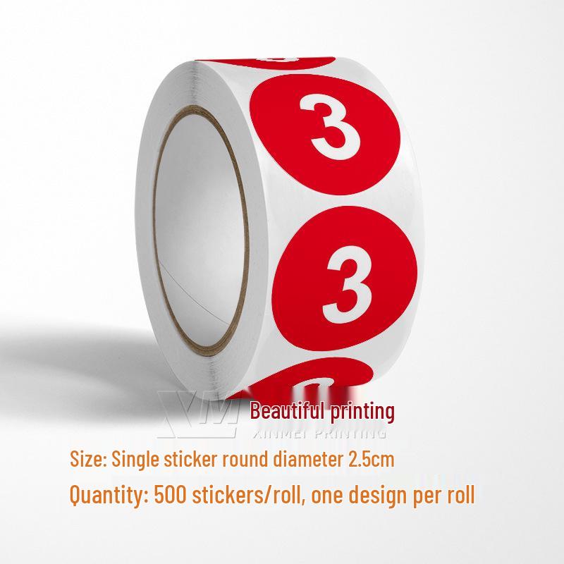 Самоклеящиеся круглые наклейки с номерами 1-33 – Цветные этикетки-идентификаторы в рулоне