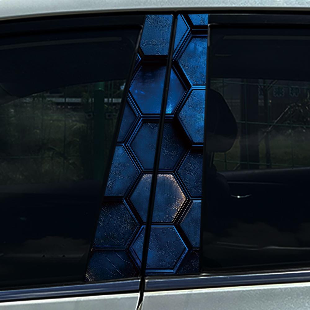 Style Honeycomb Hexagon Car B-pillar Stickers Car Center Column Decoration Cover Scratches Waterproof Decals Car Accessories