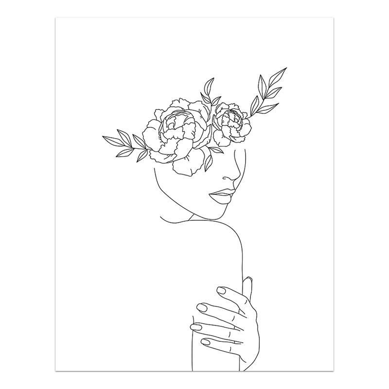 Черно-белые сексуальные женские настенные художественные печати, абстрактные простые линии, холст, живопись, цветочные постеры, фотографии для домашнего декора