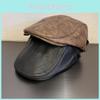 Ретро кожаный берет для женщин с козырьком и коротким полем для осени и зимы