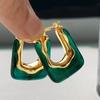 Vintage Green Resin U-shaped Hoop Earrings for Women Personality Geometric Party Jewelry Gift
