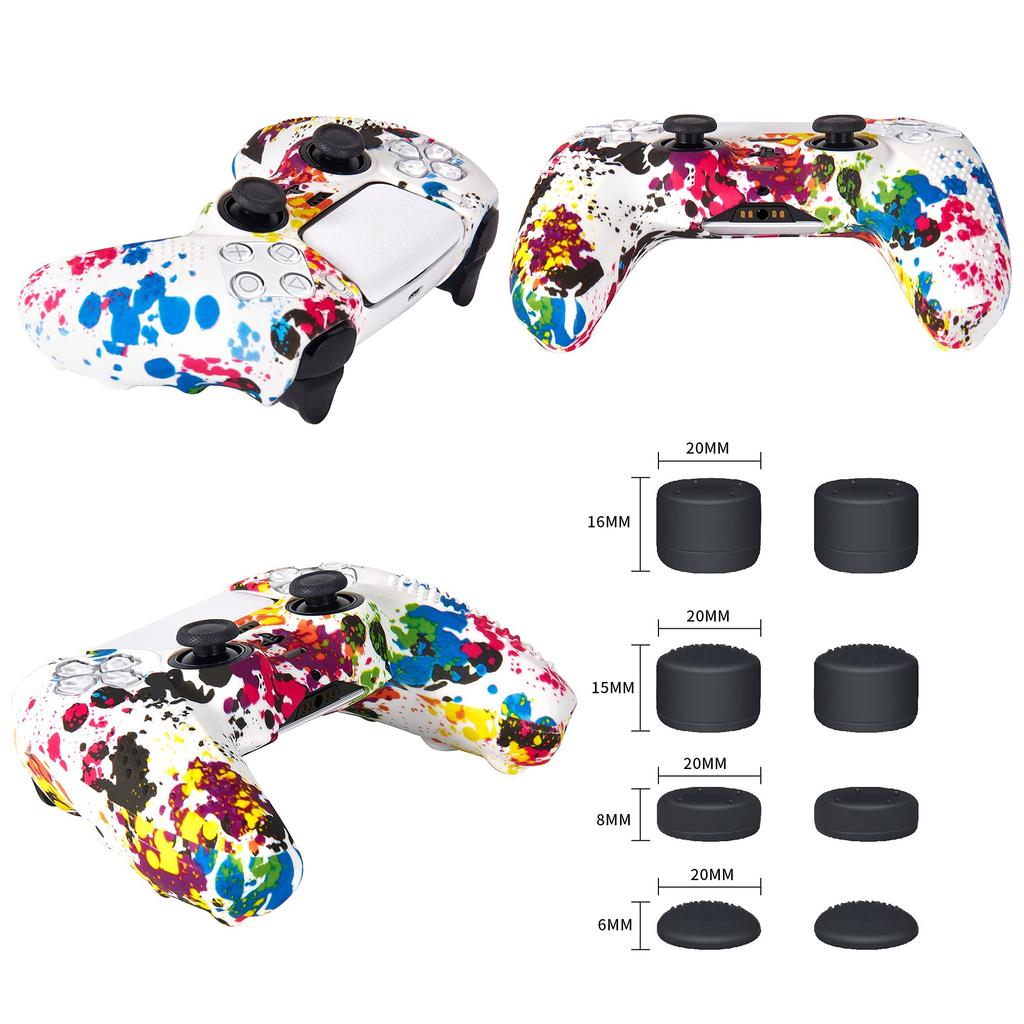 JYXETOV PS5 Controller Cover Free 8 Button Silicone Can Be Charged with the Original Suitable for Printing Pattern 1pc/2pcs (28 Options), Cap,