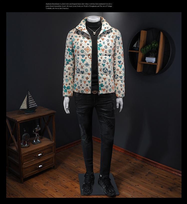 Мужская высококачественная жакардовая куртка с 90% пуха - Осенне-зимняя коллекция 2025