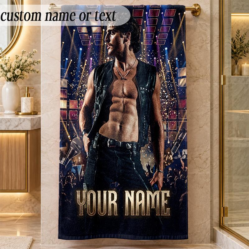 Beach TowelBenson Boone Custom Name Text Personalized Soft Towel for Beach Pool Indoor Home Decor Gift