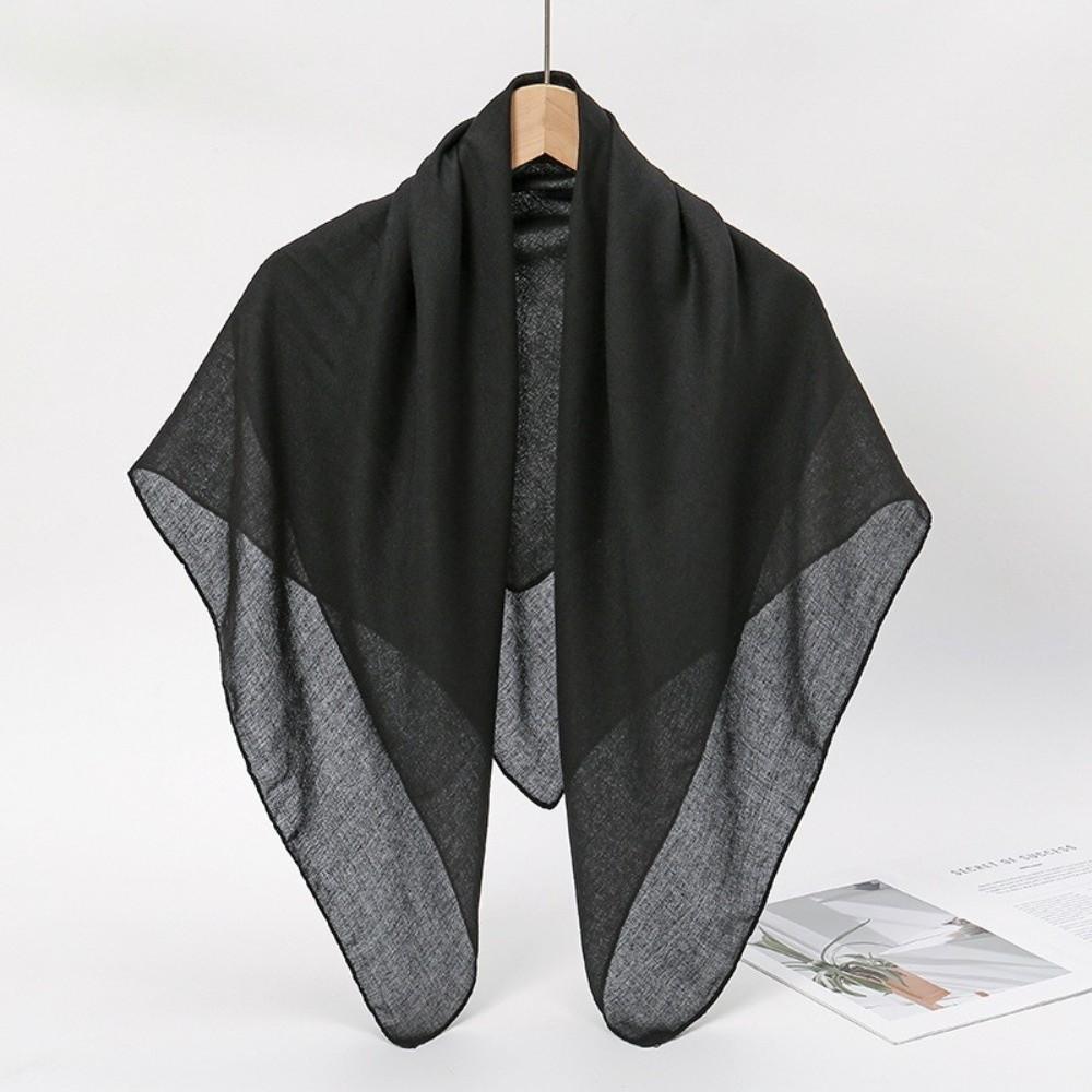 90x90cm Square Scarves Soft Female's Hijabs Fashion Cotton Linen Headscarf Bag Accessories