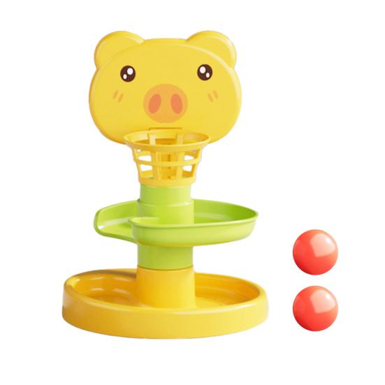 Kids Ball Drop Tower 2/3/5/7/9 Layers Cartoon Pig Marble Run Track Toy Toddlers Boys Girls Educational Rolling Ball Slide Toy