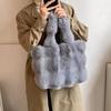 Женская повседневная сумка-тоут из искусственного меха однотонного цвета, зимняя сумка из искусственного кроличьего меха, большая вместительная мягкая сумка через плечо