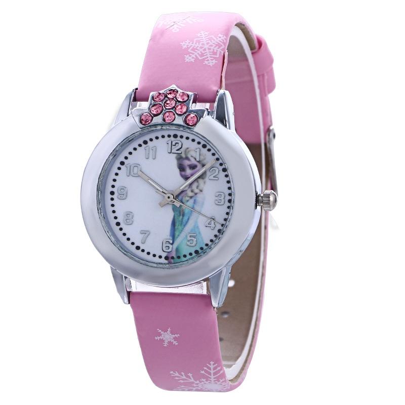 Cute Frozen Cartoon Quartz Watch For Boys And Girls With Colorful Pu Leather Strap And Life Waterproof Feature