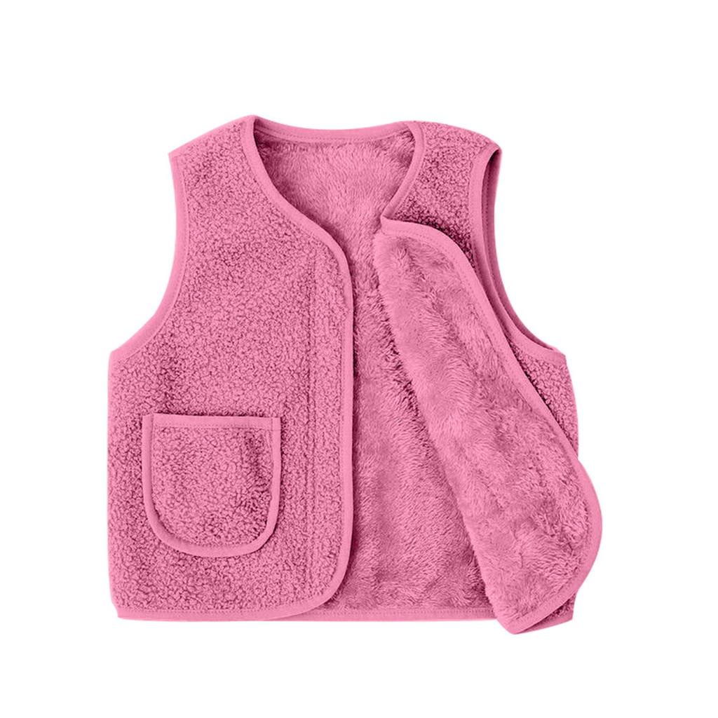 Winter Kids Vest Sleeveless Padded Horse Clip Outer Wear Lamb Wool Vests