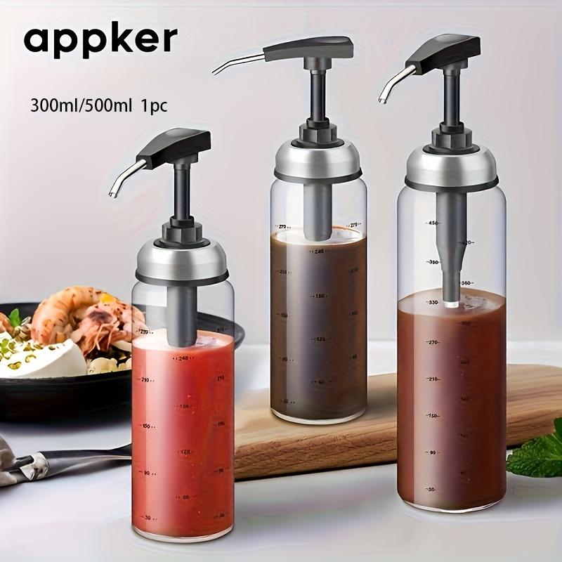 1 шт. Маслобойник нажимного типа со шкалой, Диспенсер для кунжутного масла, соевого соуса, уксуса, Точный контроль для ресторана, Домашней кухни, Стеклянный, можно мыть в машине