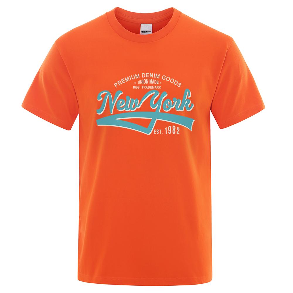 Мода Letter Street City New York Est.1982 Мужская Женская Одежда Качественные Футболки Оверсайз Дышащая Футболка