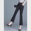 Women's High Waist Bell-Bottom Pants - 9/10 Length, Lightweight Drape, Ideal for Spring/Autumn
