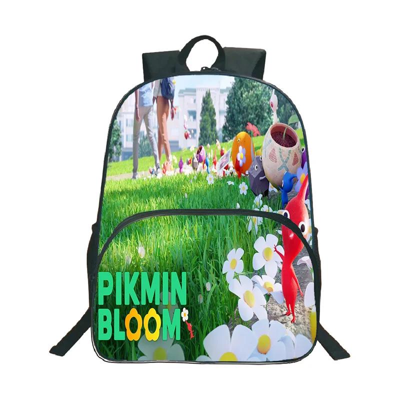 Рюкзак с 3D-принтом мультфильма Pikmin для мальчика и девочки, модный повседневный рюкзак, школьная сумка 16 дюймов, веселый водонепроницаемый рюкзак, рюкзаки на заказ DIY