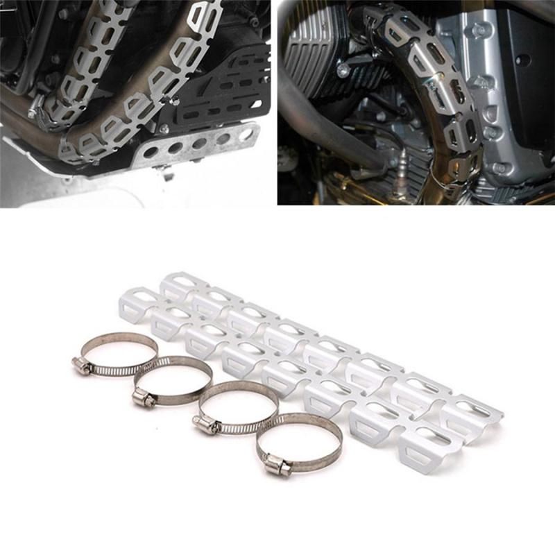Titanium-coated universal Motorcycle exhaust shield that protects against heat