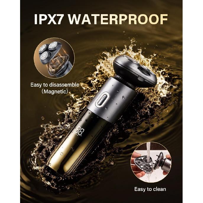 Электробритва для мужчин, водонепроницаемость IPX7, для влажного или сухого бритья, с 4D плавающими головками и светодиодным дисплеем, уход за чувствительной кожей, выдвижной триммер