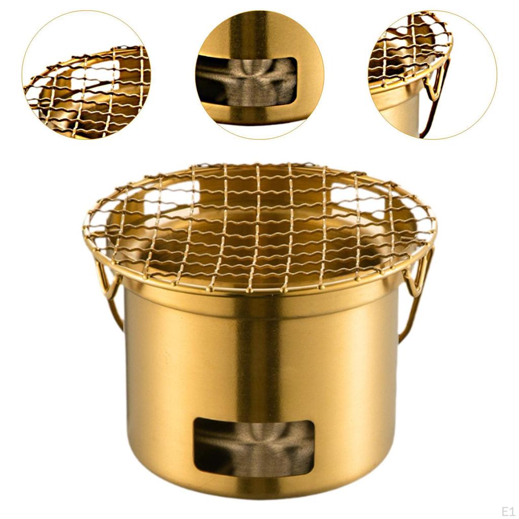 Стойка для гриля для кемпинга из нержавеющей стали с решеткой для корейского барбекю, многоцелевая для