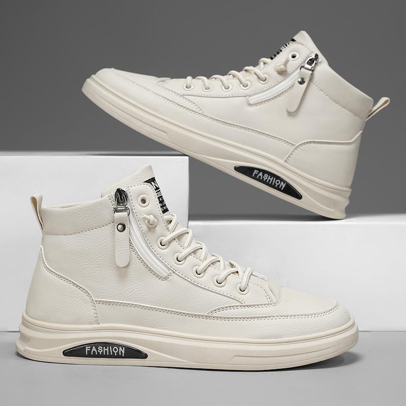 Мужские повседневные кожаные ботинки для отдыха на весну и осень, ботинки средней длины, мягкая подошва, удобные, плоские, модные, универсальные, трендовые ботинки