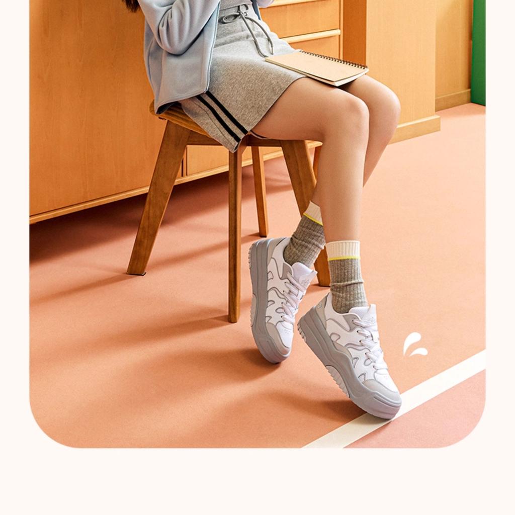 Anta Волна Модный Тренд Нескользящие Амортизирующие Износостойкие Низкие Кеды для Скейтборда Женские кроссовки Чисто-Белый Известняк 922538003-2