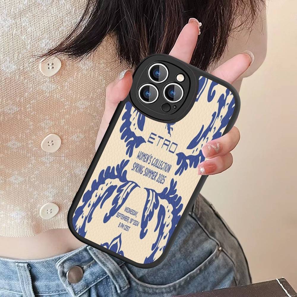 Классический дизайн E-Etro Кожаный чехол для телефона Для IPhone 16 15 14 17 Pro Max 11 12 Mini Plus Мягкий чехол