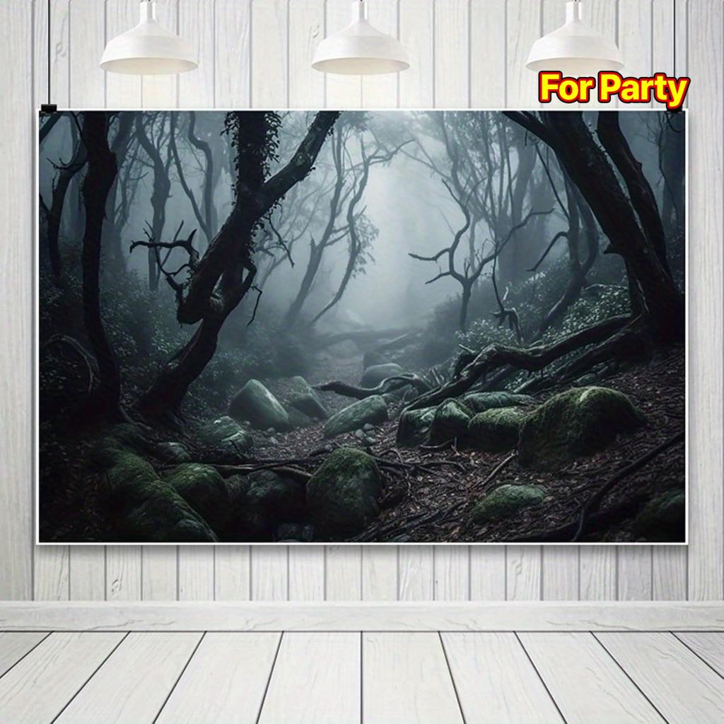 2D Horror Forest Background - Photography Background of Dead Trees and Desolate Paths on Halloween Nightzyc