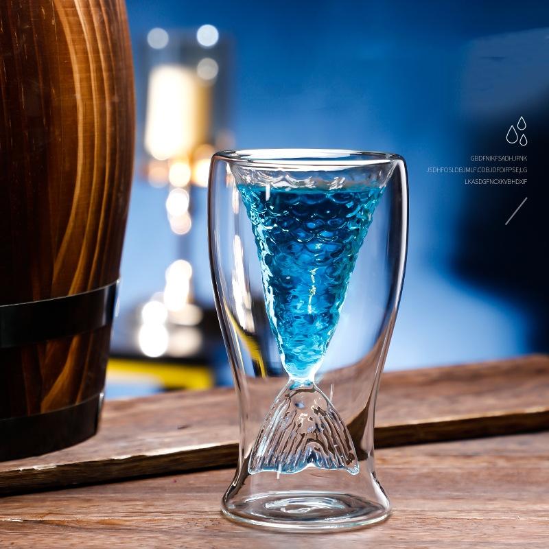 90ml Creative Double Cocktail Glass Transparent Cup Beer Vodka Brandy Bar Restaurant Club Drinkware Decorations