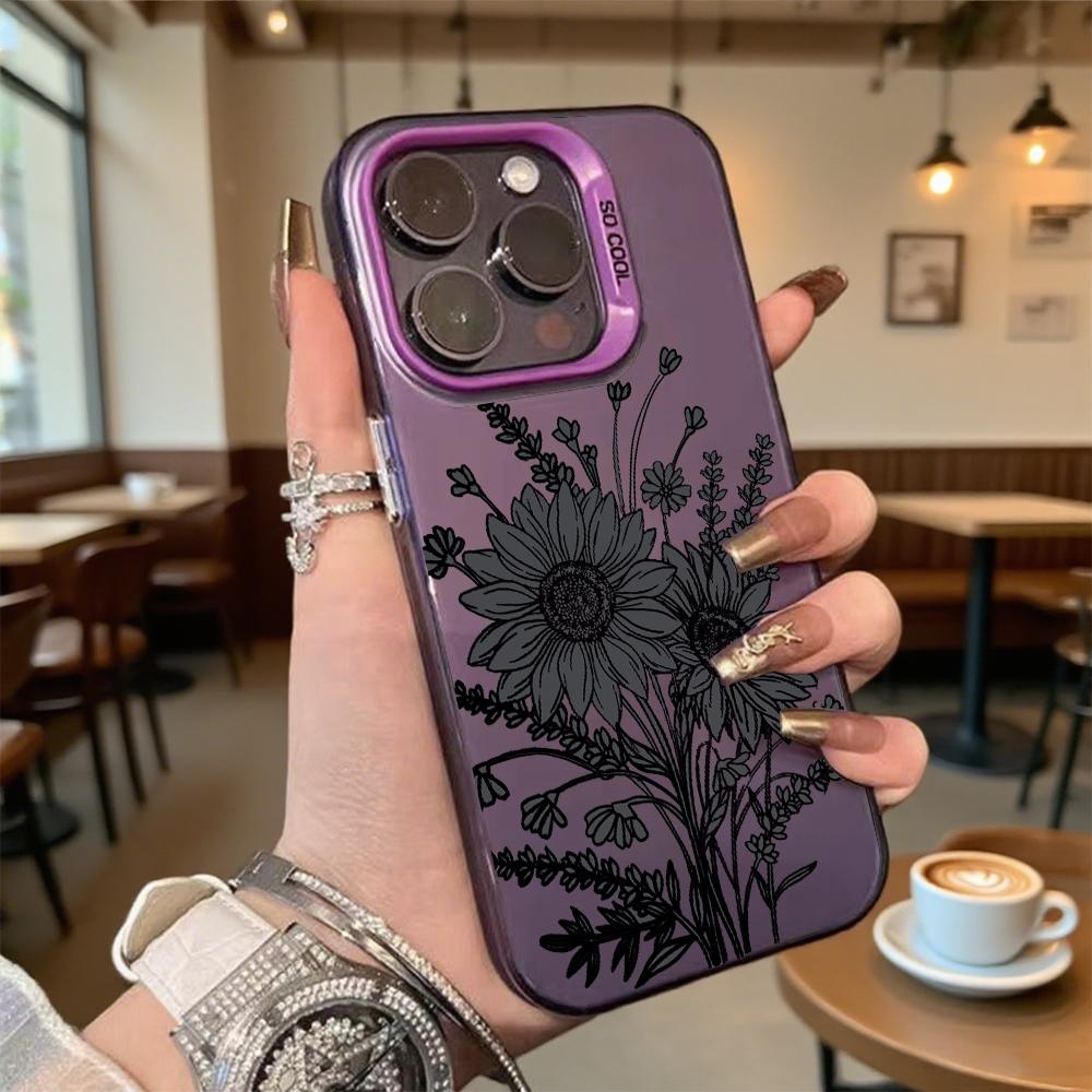 Черный подсолнух Ударопрочный чехол для телефона для Iphone 16 15 14 13 12 11 Pro Max/Mini Защита от царапин Премиальная жесткая крышка