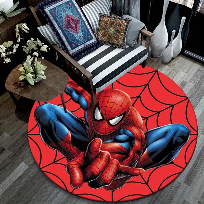 1pc Spider-Man Round Area Rug,Non Slip,Machine Washable Polyester Carpet for Living Room,Bedroom Decor