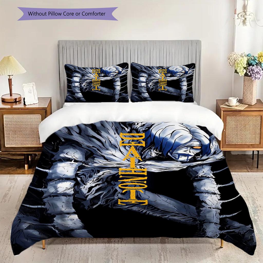 Shadows Justice Death Note Three-piece set (1 * duvet cover + 2 * pillowcase, without core) 2D Flat Duvet cover and pillowcase Soft and comfortable