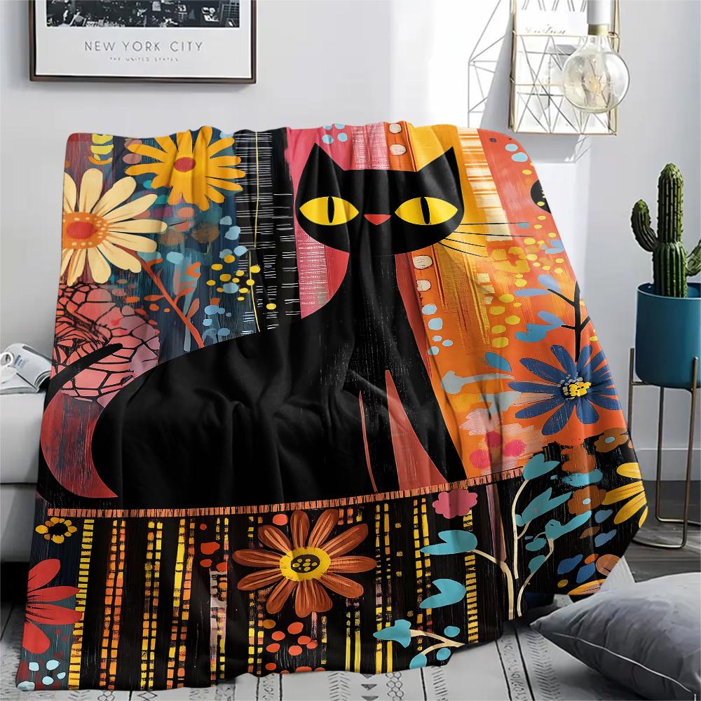 Cats and leopards Print Flannel Blanket,High quality Comfortable for All Seasons,Home Decor,Warmth and Comfort,Perfect for Christmas Gifts