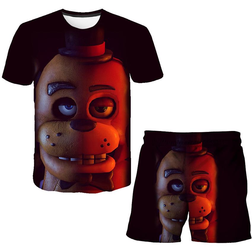 Summer Five Night At Freddy Clothing Suits 3D Printing Birthday Party Gifts Clothes Sets Boys Girls FNAF Cartoon Casual Outfits